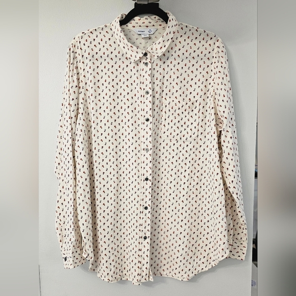 Old Navy Women's Classic Shirt Casual Floral Button Down - Picture 2 of 7
